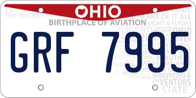 OH license plate GRF7995
