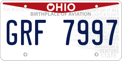 OH license plate GRF7997