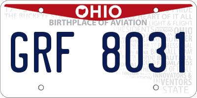 OH license plate GRF8031