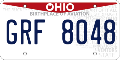 OH license plate GRF8048