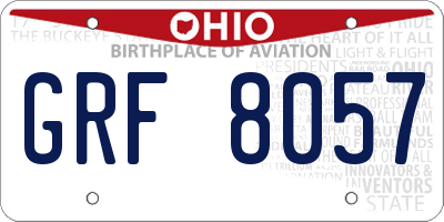 OH license plate GRF8057