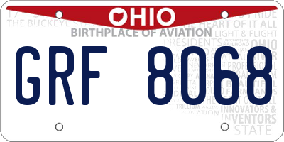 OH license plate GRF8068