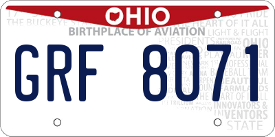 OH license plate GRF8071