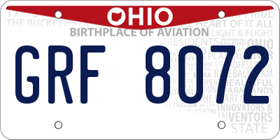 OH license plate GRF8072