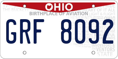 OH license plate GRF8092