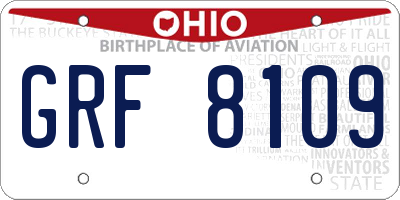 OH license plate GRF8109