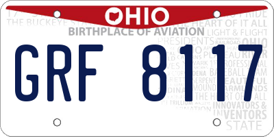 OH license plate GRF8117