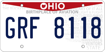 OH license plate GRF8118