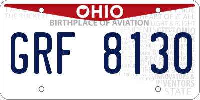 OH license plate GRF8130