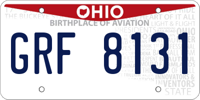 OH license plate GRF8131