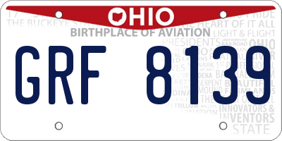 OH license plate GRF8139