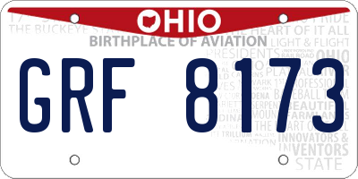 OH license plate GRF8173