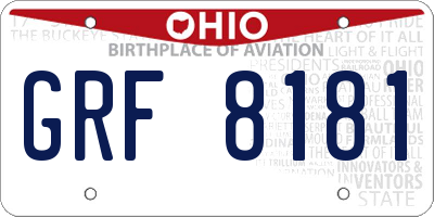 OH license plate GRF8181