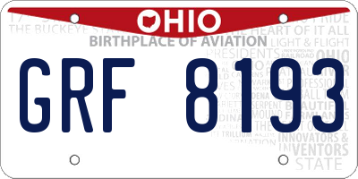OH license plate GRF8193