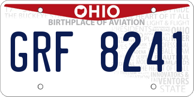 OH license plate GRF8241