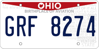 OH license plate GRF8274