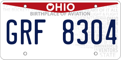 OH license plate GRF8304