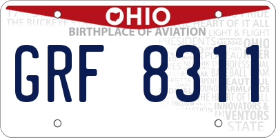 OH license plate GRF8311