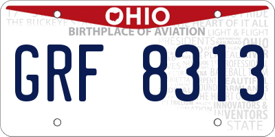 OH license plate GRF8313
