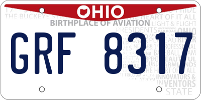 OH license plate GRF8317