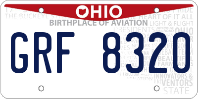 OH license plate GRF8320