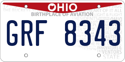 OH license plate GRF8343