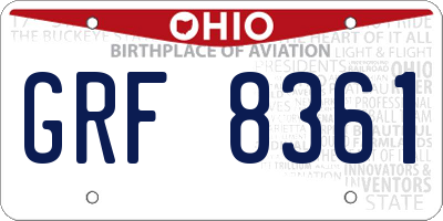 OH license plate GRF8361