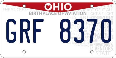 OH license plate GRF8370