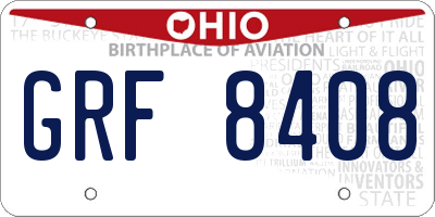 OH license plate GRF8408