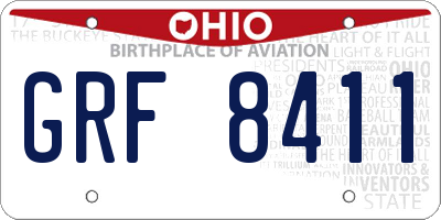 OH license plate GRF8411