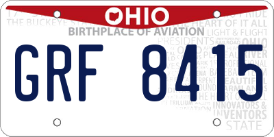 OH license plate GRF8415