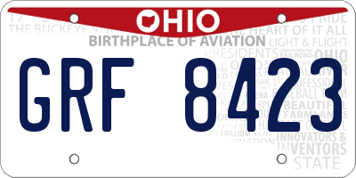 OH license plate GRF8423