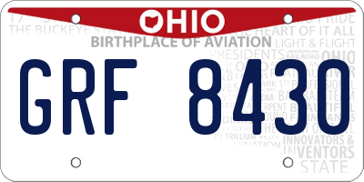 OH license plate GRF8430