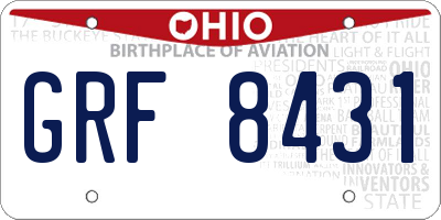 OH license plate GRF8431
