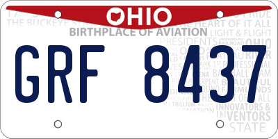 OH license plate GRF8437