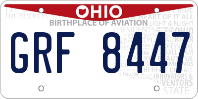 OH license plate GRF8447