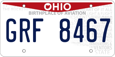 OH license plate GRF8467