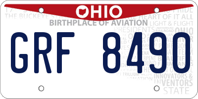 OH license plate GRF8490