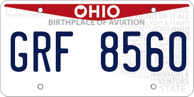 OH license plate GRF8560