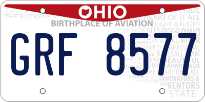 OH license plate GRF8577