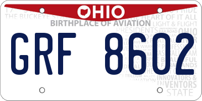 OH license plate GRF8602