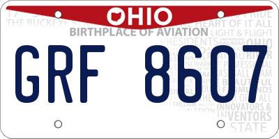 OH license plate GRF8607