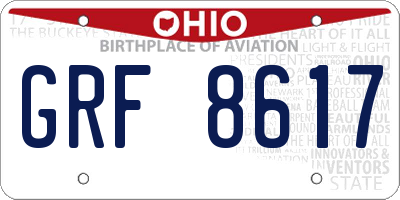 OH license plate GRF8617