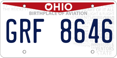 OH license plate GRF8646