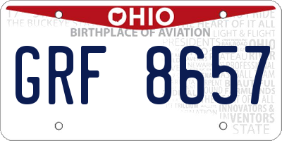 OH license plate GRF8657
