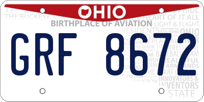 OH license plate GRF8672