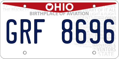 OH license plate GRF8696