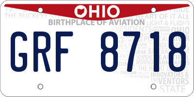OH license plate GRF8718