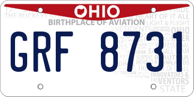 OH license plate GRF8731