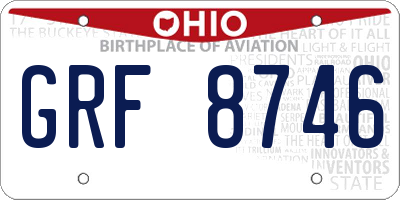 OH license plate GRF8746